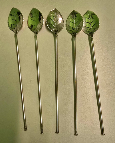 Löffel mit blattdekor - 5x,